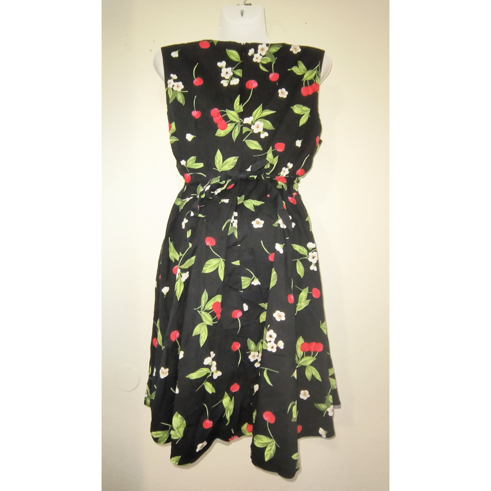 Oten Black Cherry Floral Sleeveless Fit & Flare Dress Size 2XL W005 - Picture 2 of 5